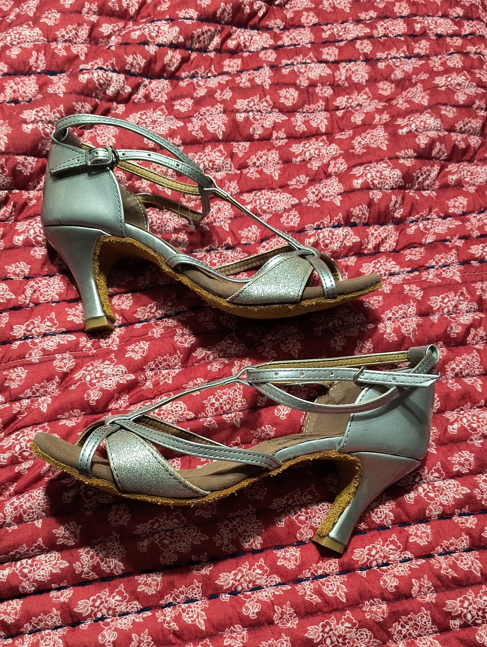 Sansha Dance Silver Strappy Mid-Heel Dance Sandals
